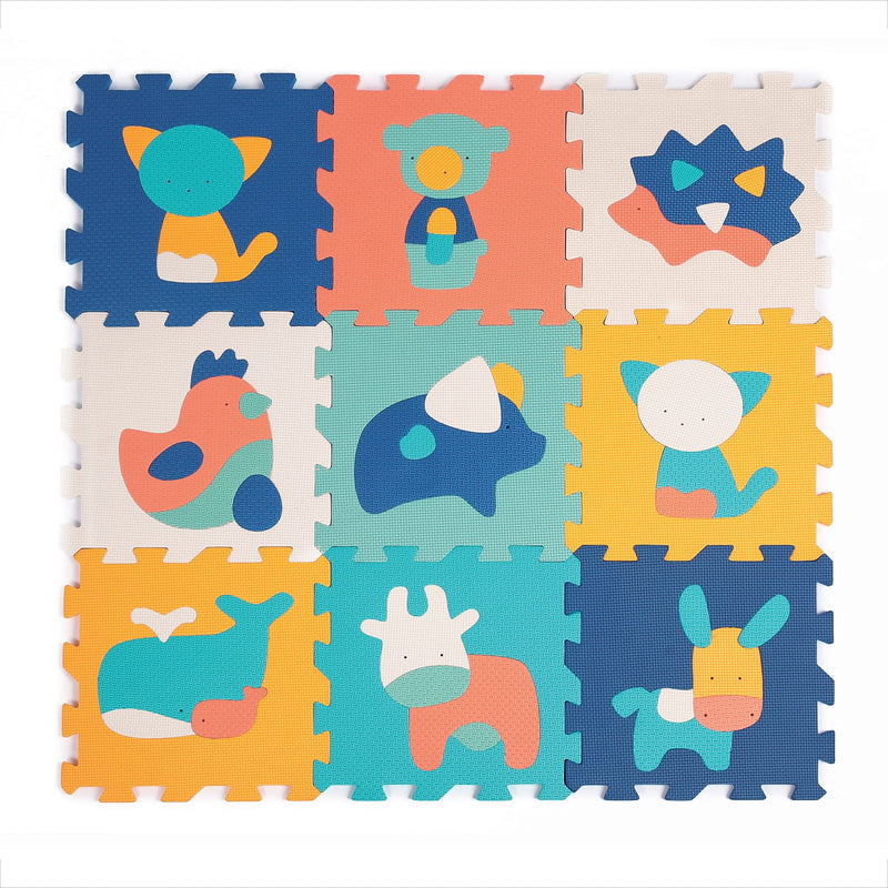 LUDI 9 Dalles en Mousse Motifs animaux-Tapis de Sol-Puzzle Géant-Dès 10 mois Animales Paneles de Espuma, Color Multicolores (JBM 10023