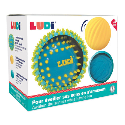 LUDI Set of 3 Sensory Balls - Blue