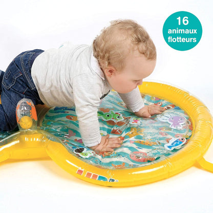 LUDI - Water Play Mat - Big Playmat of Water to Awaken The Senses of Baby and Develop Motor Skills - 16 Floating Foam Animals - from 10 Months