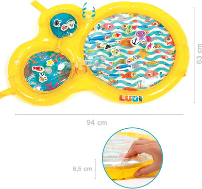 LUDI - Water Play Mat - Big Playmat of Water to Awaken The Senses of Baby and Develop Motor Skills - 16 Floating Foam Animals - from 10 Months