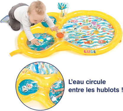 LUDI - Water Play Mat - Big Playmat of Water to Awaken The Senses of Baby and Develop Motor Skills - 16 Floating Foam Animals - from 10 Months