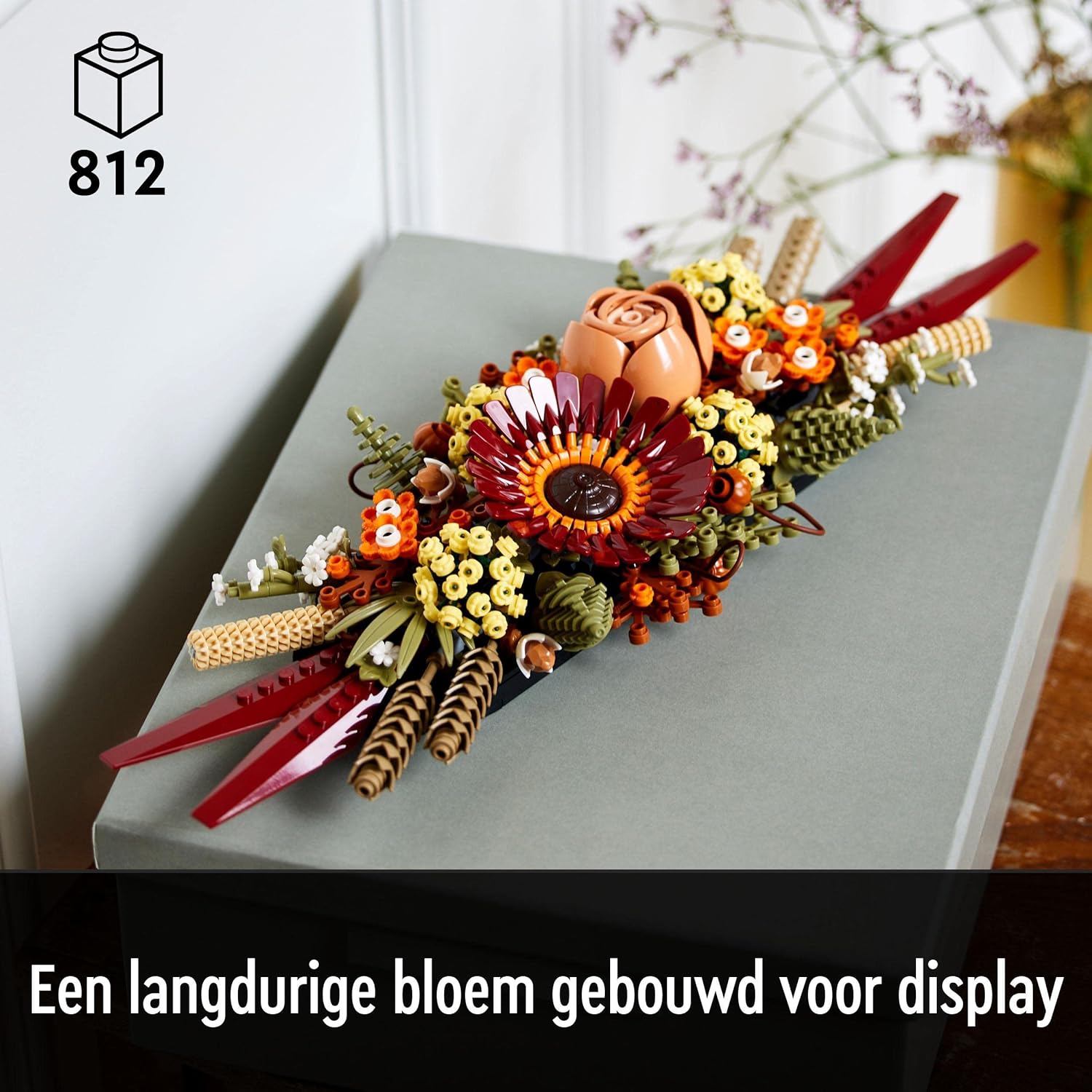 LEGO 10314 Icons Dried Flower Centrepiece, Botanical Collection Crafts Set for Adults, Artificial Flowers with Rose and Gerbera, Table or Wall Decoration, Unique Home Décor Gift for Wife or Husband Single