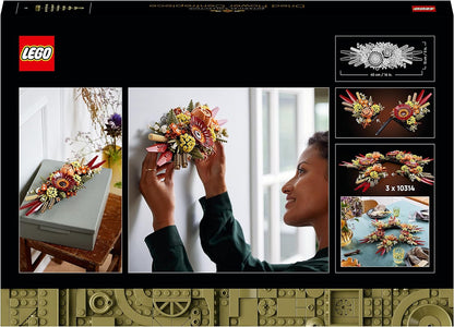 LEGO 10314 Icons Dried Flower Centrepiece, Botanical Collection Crafts Set for Adults, Artificial Flowers with Rose and Gerbera, Table or Wall Decoration, Unique Home Décor Gift for Wife or Husband Single
