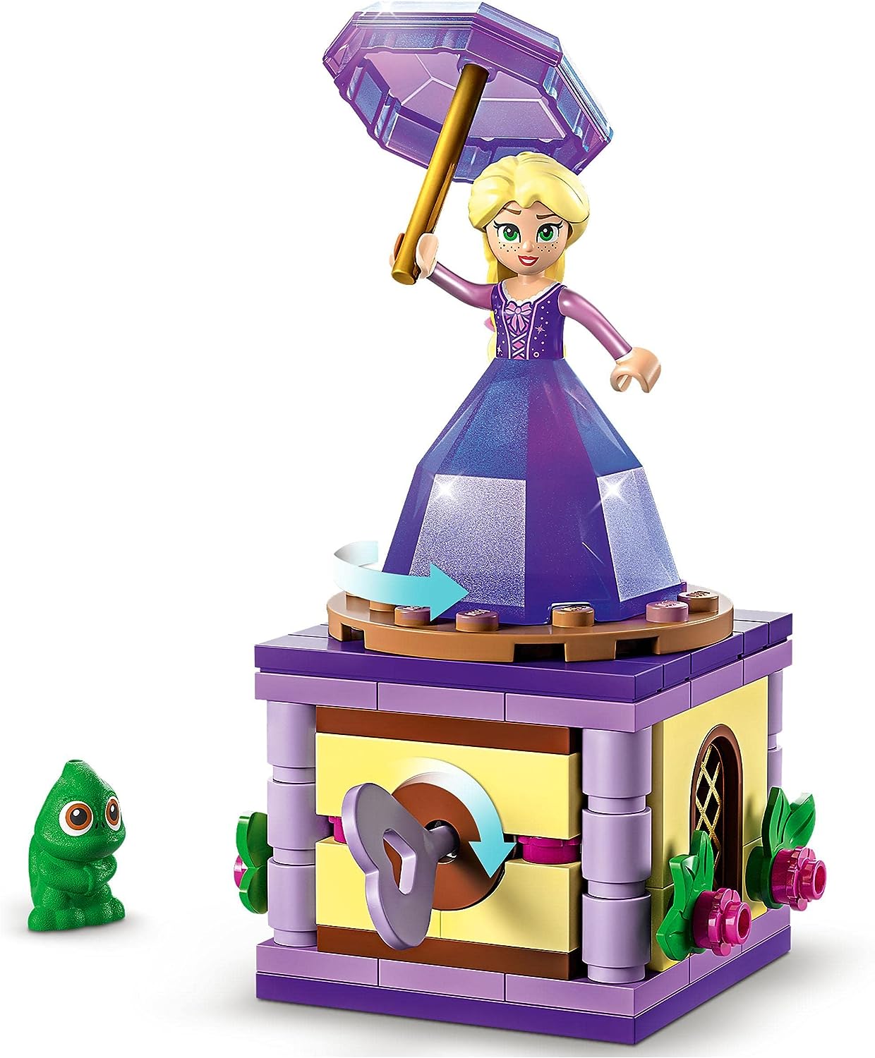 LEGO Disney Princess Twirling Rapunzel Buildable Toy with Diamond Dress Mini-Doll and Pascal the Chameleon Figure, Collectible Toys for Kids, Girls & Boys 43214 Single