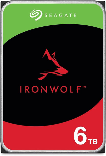 Seagate IronWolf 6 TB interne Festplatte NAS HDD, 3.5", 5400 U/Min, 256 MB Cache, SATA 6 Gb/s, silber, Data Rescue Services (ST6000VN006)