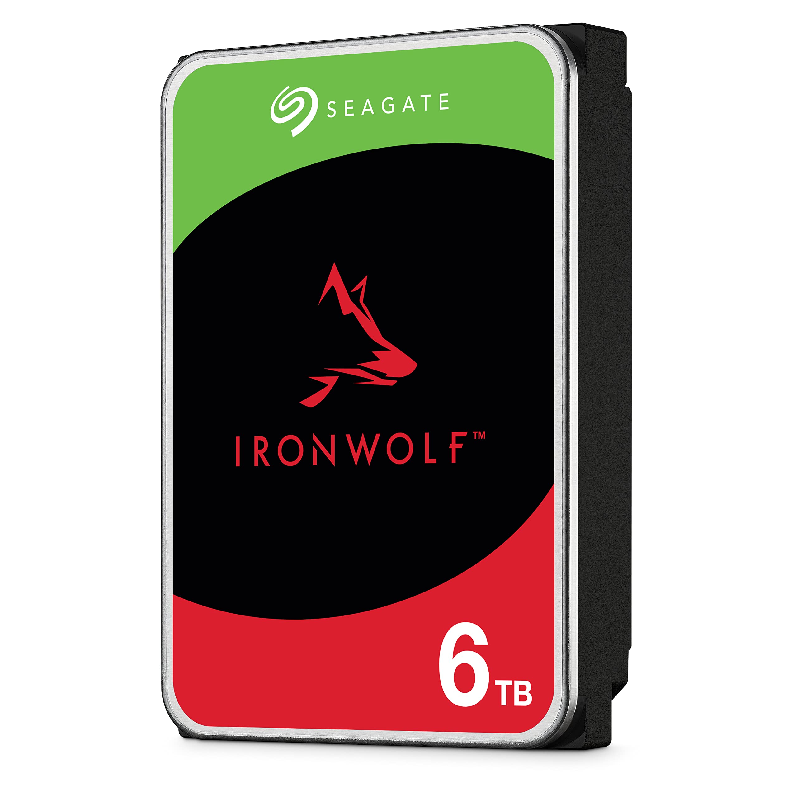 Seagate IronWolf 6 TB interne Festplatte NAS HDD, 3.5", 5400 U/Min, 256 MB Cache, SATA 6 Gb/s, silber, Data Rescue Services (ST6000VN006)