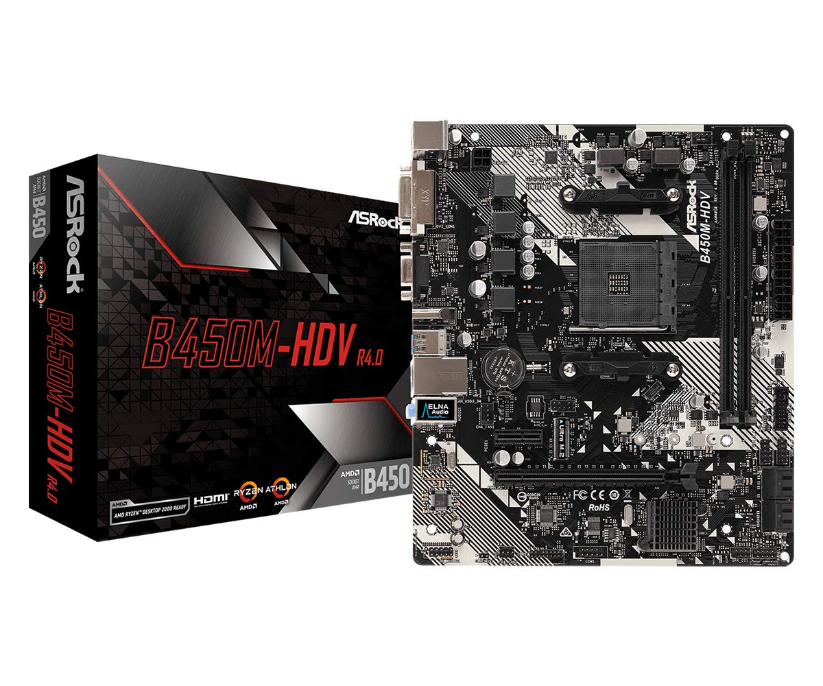 ASRock B450M-HDV R4.0 Socket AM4/ AMD Promontory B450/ DDR4/ SATA3&USB3.1/ M.2/ A&GbE/MicroATX