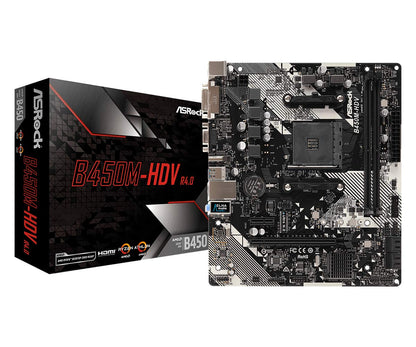 ASRock B450M-HDV R4.0 Socket AM4/ AMD Promontory B450/ DDR4/ SATA3&USB3.1/ M.2/ A&GbE/MicroATX
