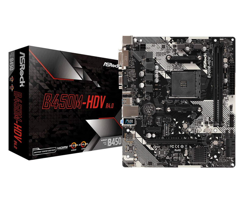 ASRock B450M-HDV R4.0 Socket AM4/ AMD Promontory B450/ DDR4/ SATA3&USB3.1/ M.2/ A&GbE/MicroATX