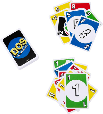 DOS Second Edition Family Card Game with Updated Rules for Kids and Adults, Game Night, Travel, Camping and Party, UNO Cards, HNN01