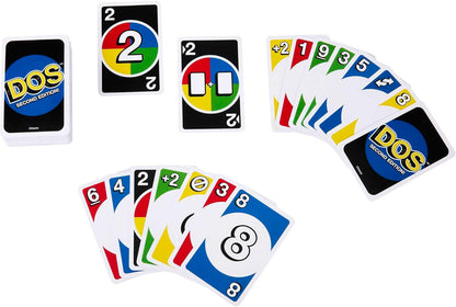 DOS Second Edition Family Card Game with Updated Rules for Kids and Adults, Game Night, Travel, Camping and Party, UNO Cards, HNN01