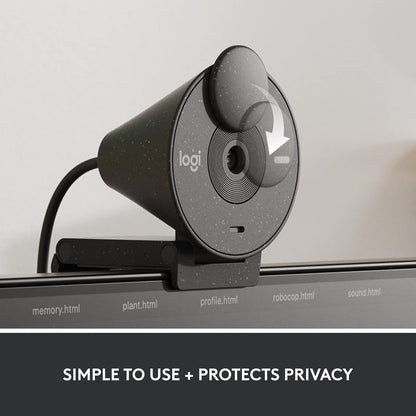 Logitech Brio 305 Full HD 1080P Webcam with Privacy Shutter, Mono Noise Reduction Mics, USB-C, Auto Light Correction, works with Zoom, Microsoft Teams, Google Meet - Graphite