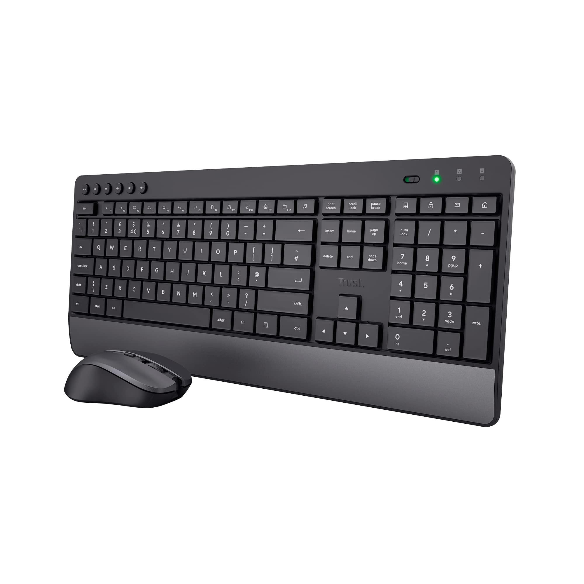 Trust Trezo Wireless Keyboard and Mouse Set, QWERTY UK Layout, Sustainable Design, Silent Computer Combo, 48 Months Battery Life, 2.4 GHz, Spill Resistant, Home Office, Work, PC, Black