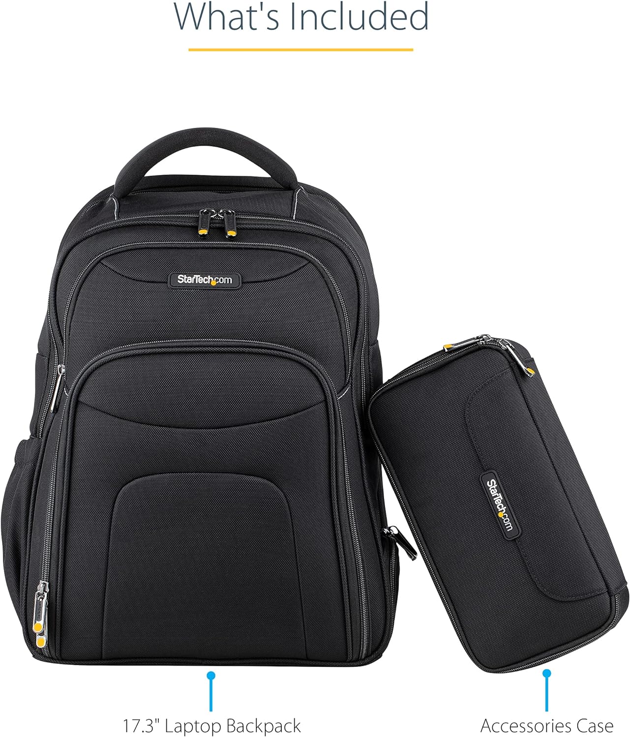 StarTech.com 17.3" Laptop Backpack with Removable Accessory Case - Professional IT Tech Backpack for Work/Travel/Commute - Durable Ergonomic Computer Bag - Nylon - Notebook/Tablet Pockets (NTBKBAG173
