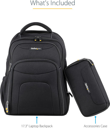 StarTech.com 17.3" Laptop Backpack with Removable Accessory Case - Professional IT Tech Backpack for Work/Travel/Commute - Durable Ergonomic Computer Bag - Nylon - Notebook/Tablet Pockets (NTBKBAG173
