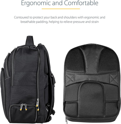 StarTech.com 17.3" Laptop Backpack with Removable Accessory Case - Professional IT Tech Backpack for Work/Travel/Commute - Durable Ergonomic Computer Bag - Nylon - Notebook/Tablet Pockets (NTBKBAG173