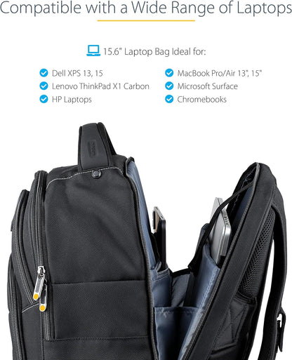 StarTech.com 15.6" Laptop Backpack with Removable Accessory Case - Professional IT Tech Backpack for Work/Travel/Commute - Durable Ergonomic Computer Bag - Nylon - Notebook/Tablet Pockets (NTBKBAG156
