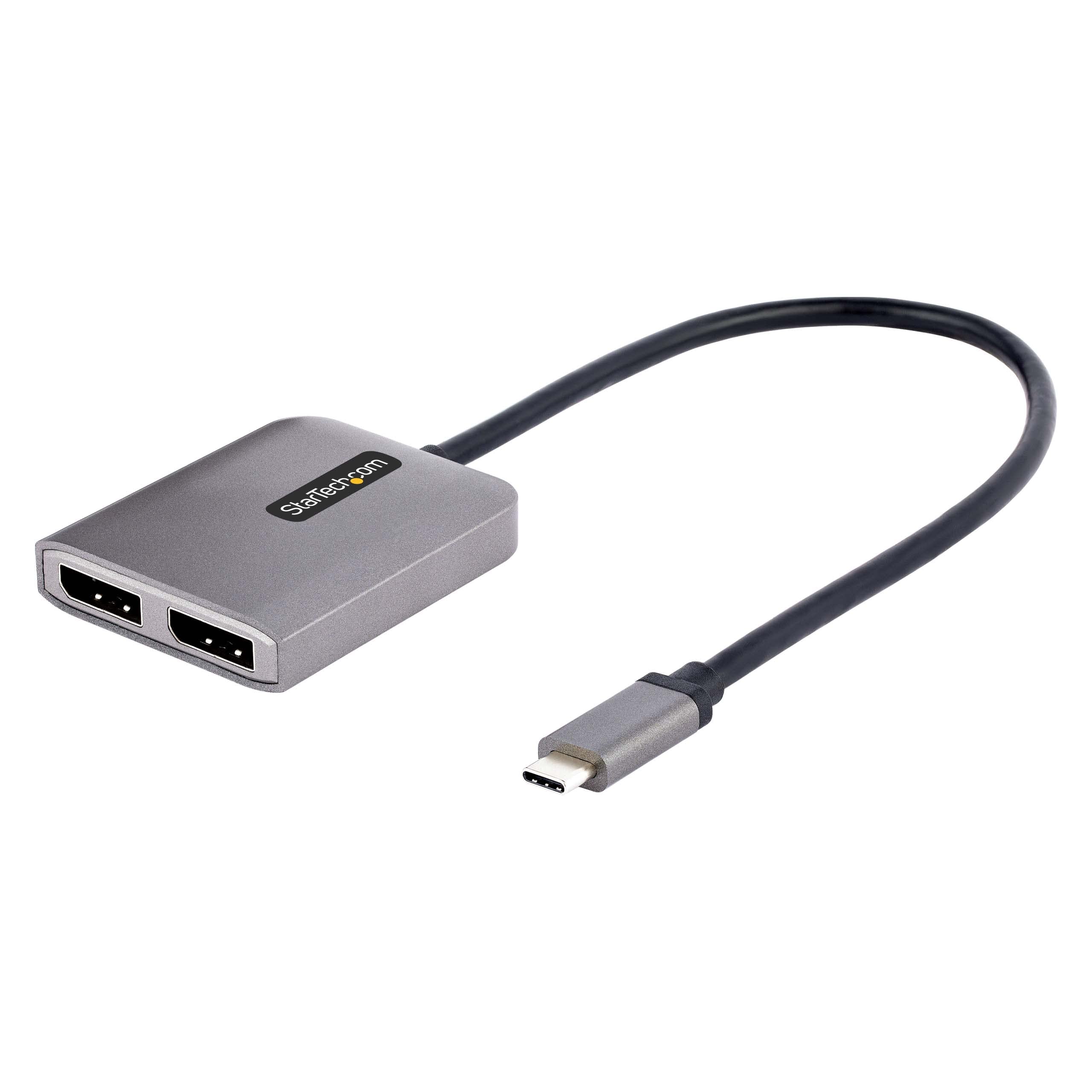 StarTech.com USB-C to Dual Displayport 1.4 Adapter, USB Type-C Muliti-Monitor MST Hub, Dual 5K 60Hz DP Laptop Display Extender / Splitter, HDR, Extra-Long Built-In Cable, Windows Only (MST14CD122DP