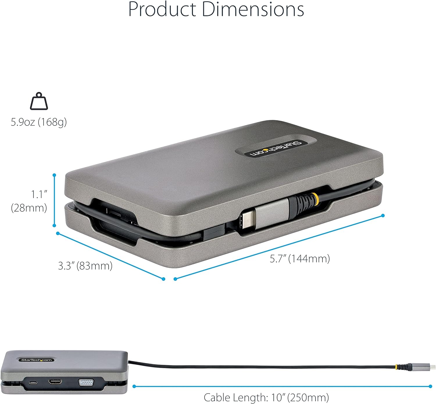 StarTech USB-C Multiport Adapter w/ USB-C DP Alt Mode Video Output/4K HDMI 2.0/VGA, Dual Monitor, 100W PD Pass-Through, USB Type C Mini Dock/MST Adapter Hub (DKM31C3HVCPD), Space Gray dual video 2 x U