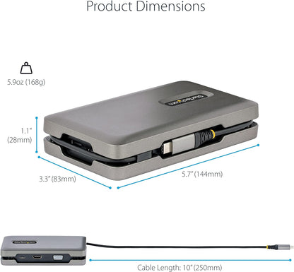 StarTech USB-C Multiport Adapter w/ USB-C DP Alt Mode Video Output/4K HDMI 2.0/VGA, Dual Monitor, 100W PD Pass-Through, USB Type C Mini Dock/MST Adapter Hub (DKM31C3HVCPD), Space Gray dual video 2 x U