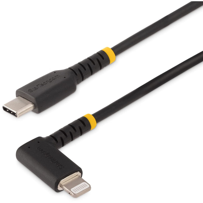 StarTech.com 3ft (1m) Durable USB-C to Lightning Cable - USB 2.0 to Right Angle Lightning Cord - Power Delivery/Charge and Sync - Apple MFi Certified iPhone Lightning Cable (RUSB2CLTMM1MR