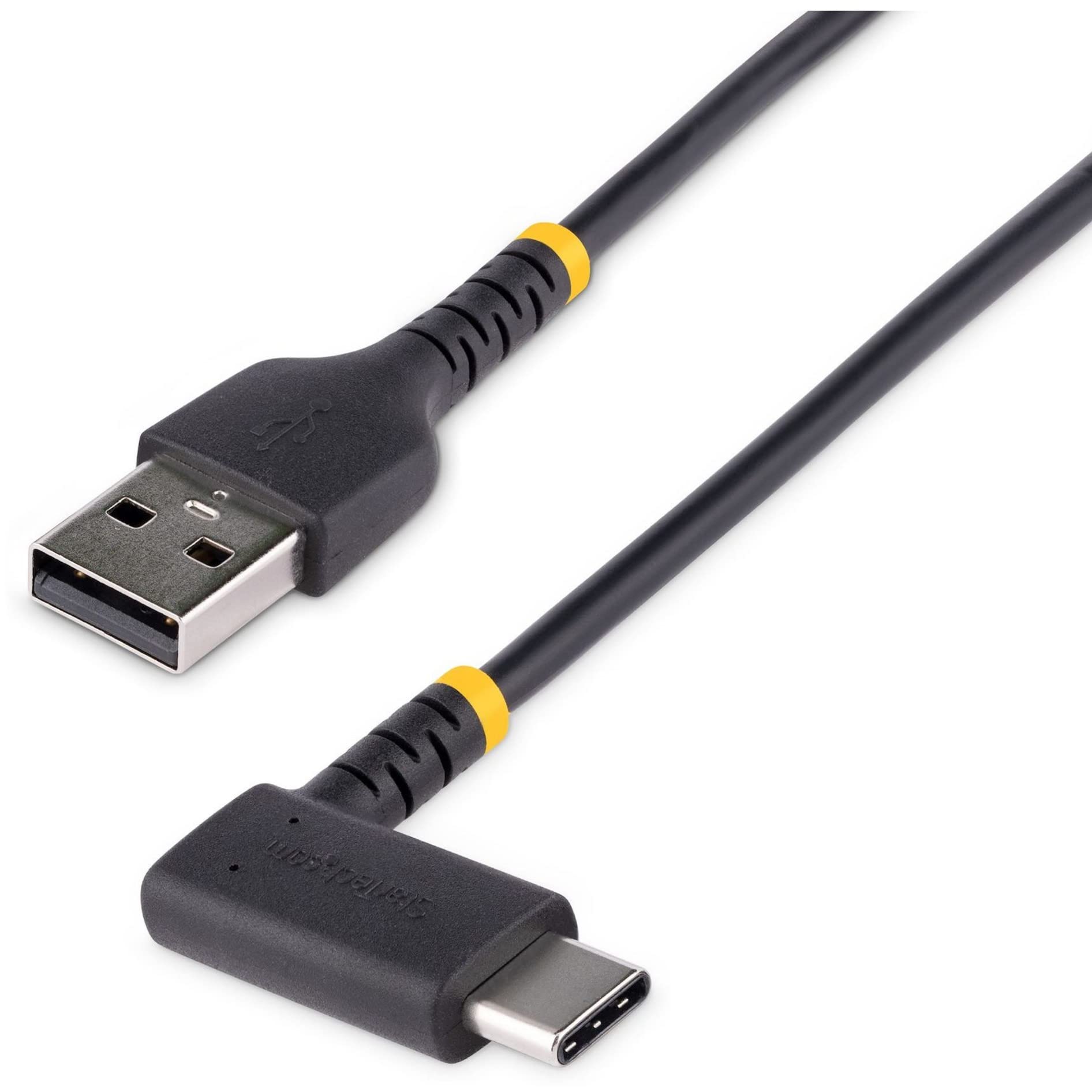 StarTech.com 1ft (30cm) USB A to C Charging Cable Right Angle - Heavy Duty Fast Charge USB-C Cable - USB 2.0 A to Type-C - Rugged Aramid Fiber - 3A - USB Charging Cord (R2ACR-30C-USB-CABLE