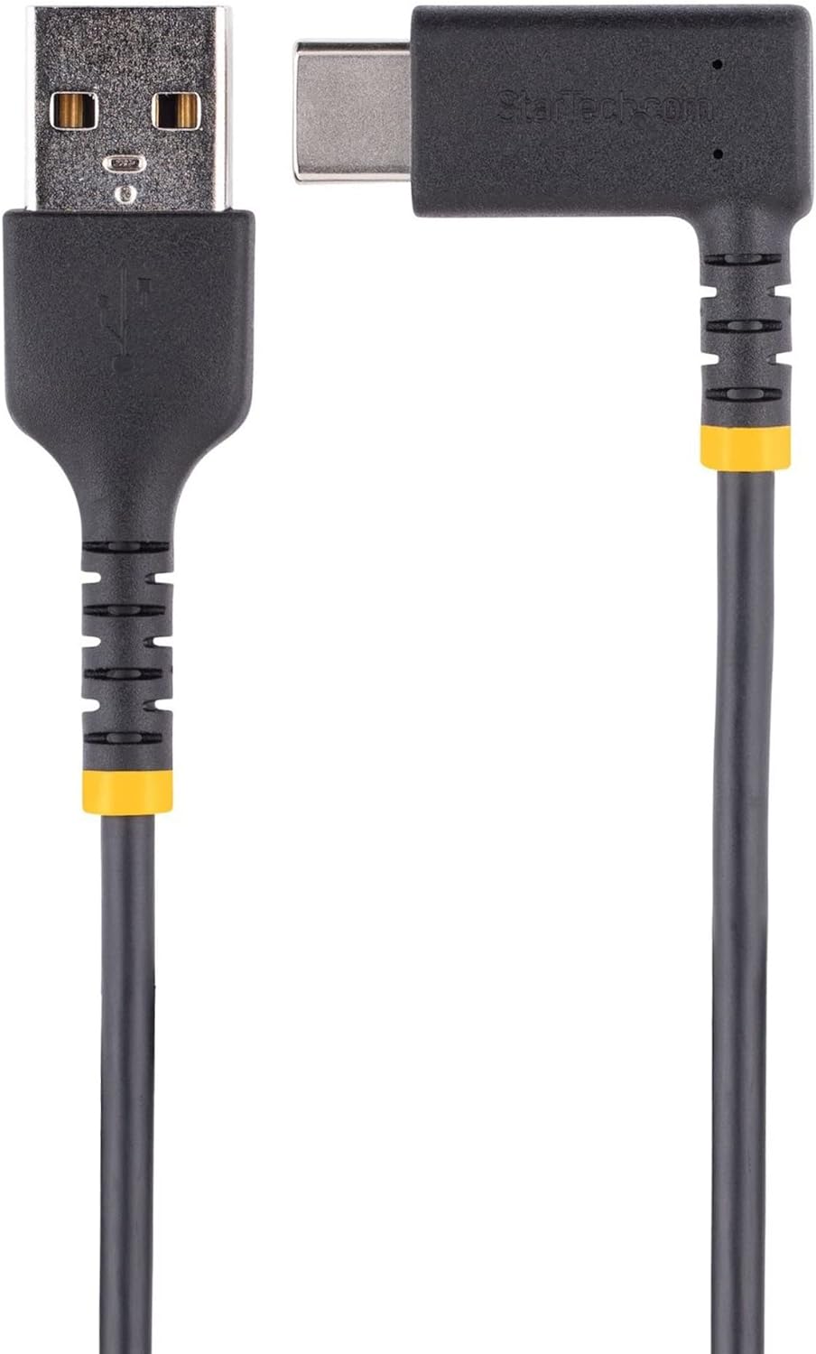 StarTech.com 1ft (30cm) USB A to C Charging Cable Right Angle - Heavy Duty Fast Charge USB-C Cable - USB 2.0 A to Type-C - Rugged Aramid Fiber - 3A - USB Charging Cord (R2ACR-30C-USB-CABLE