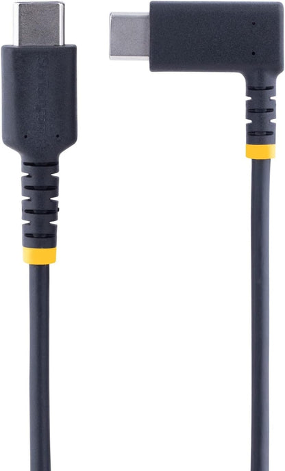 StarTech.com 6ft (2m) USB C to C Charging Cable Right Angle - 60W PD 3A - Heavy Duty Fast Charge USB-C Cable - USB 2.0 Type-C - Rugged Aramid Fiber - USB Charging Cord (R2CCR-2M-USB-CABLE