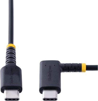 StarTech.com 6ft (2m) USB C to C Charging Cable Right Angle - 60W PD 3A - Heavy Duty Fast Charge USB-C Cable - USB 2.0 Type-C - Rugged Aramid Fiber - USB Charging Cord (R2CCR-2M-USB-CABLE