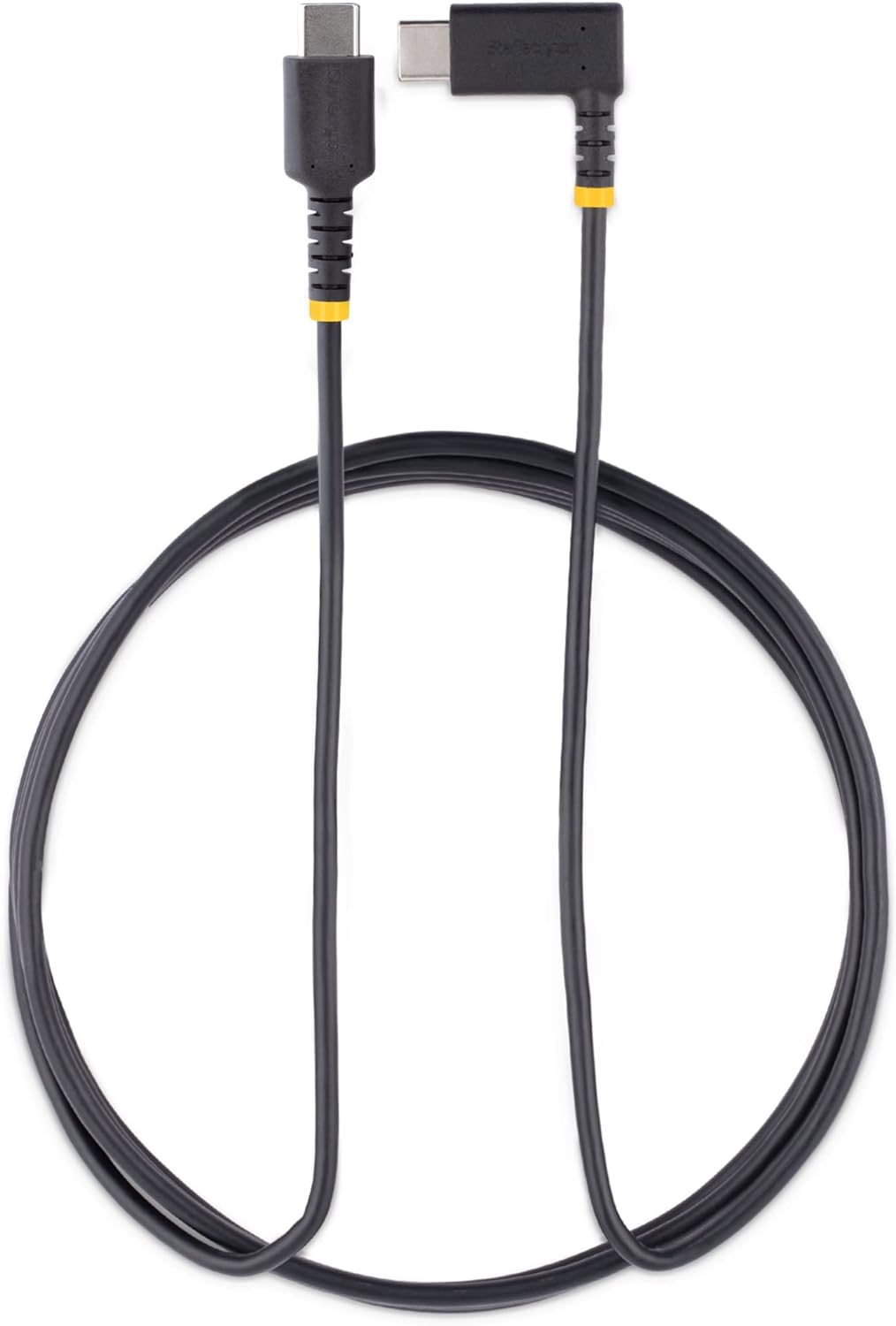 StarTech.com 6ft (2m) USB C to C Charging Cable Right Angle - 60W PD 3A - Heavy Duty Fast Charge USB-C Cable - USB 2.0 Type-C - Rugged Aramid Fiber - USB Charging Cord (R2CCR-2M-USB-CABLE