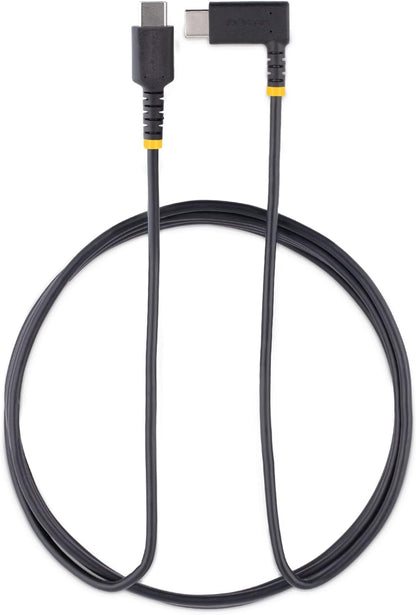 StarTech.com 6ft (2m) USB C to C Charging Cable Right Angle - 60W PD 3A - Heavy Duty Fast Charge USB-C Cable - USB 2.0 Type-C - Rugged Aramid Fiber - USB Charging Cord (R2CCR-2M-USB-CABLE