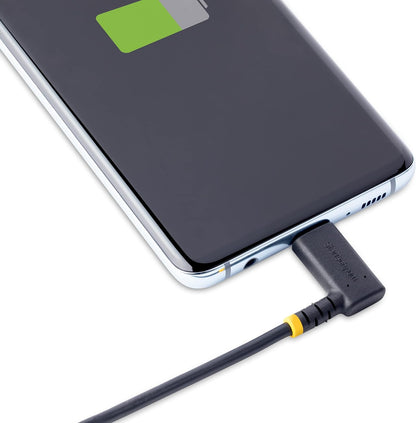 StarTech.com 6ft (2m) USB C to C Charging Cable Right Angle - 60W PD 3A - Heavy Duty Fast Charge USB-C Cable - USB 2.0 Type-C - Rugged Aramid Fiber - USB Charging Cord (R2CCR-2M-USB-CABLE