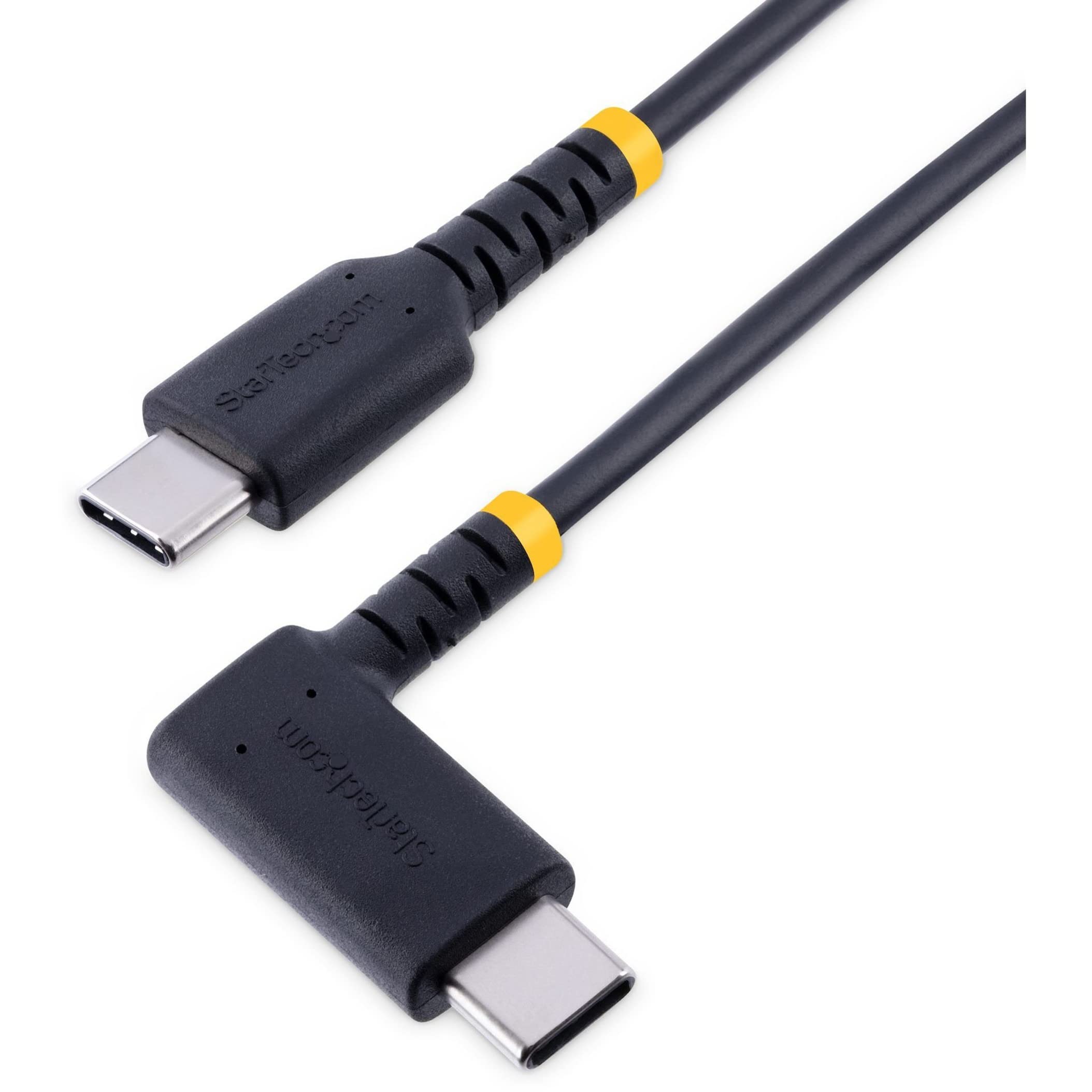StarTech.com 6ft (2m) USB C to C Charging Cable Right Angle - 60W PD 3A - Heavy Duty Fast Charge USB-C Cable - USB 2.0 Type-C - Rugged Aramid Fiber - USB Charging Cord (R2CCR-2M-USB-CABLE