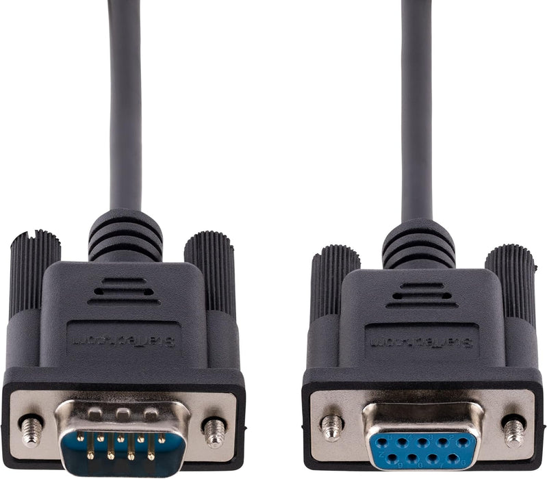 StarTech.com 3m RS232 Serial Null Modem Cable, Crossover Serial Cable w/Al-Mylar Shielding, DB9 Serial COM Port Cable Female to Male, Compatible w/DTE Devices, Black, F/M (9FMNM-3M-RS232-CABLE
