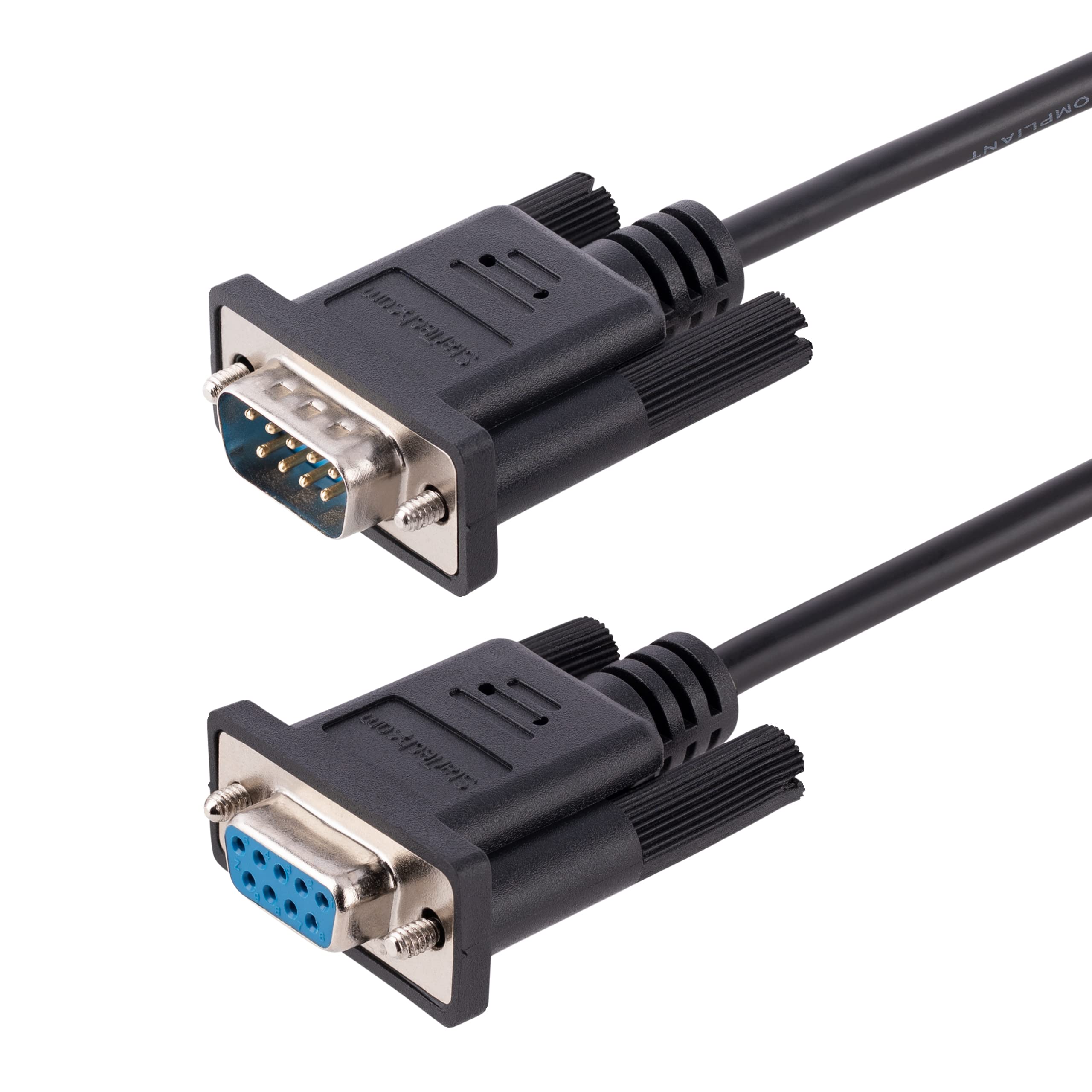 StarTech.com 3m RS232 Serial Null Modem Cable, Crossover Serial Cable w/Al-Mylar Shielding, DB9 Serial COM Port Cable Female to Male, Compatible w/DTE Devices, Black, F/M (9FMNM-3M-RS232-CABLE