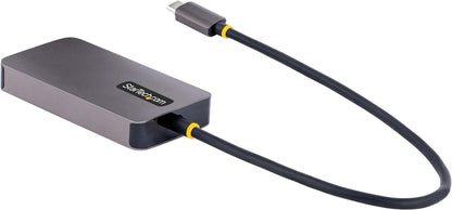 StarTech.com USB C Video Adapter, USB C to HDMI DVI VGA Adapter, Up to 4K 60Hz, Aluminum, Multiport Video Display Adapter, Thunderbolt 3/4 Compatible, USB Type C Travel Adapter (118-USBC-HDMI-VGADVI