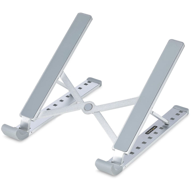 StarTech.com Foldable Laptop Riser Stand, Portable Height Adjustable Ergonomic Laptop Stand, Ventilated Aluminum Frame Supports 22lb (10Kg), Tilt/Raised/Angled Laptop/Tablet Stand (LAPTOP-RISER-BAR