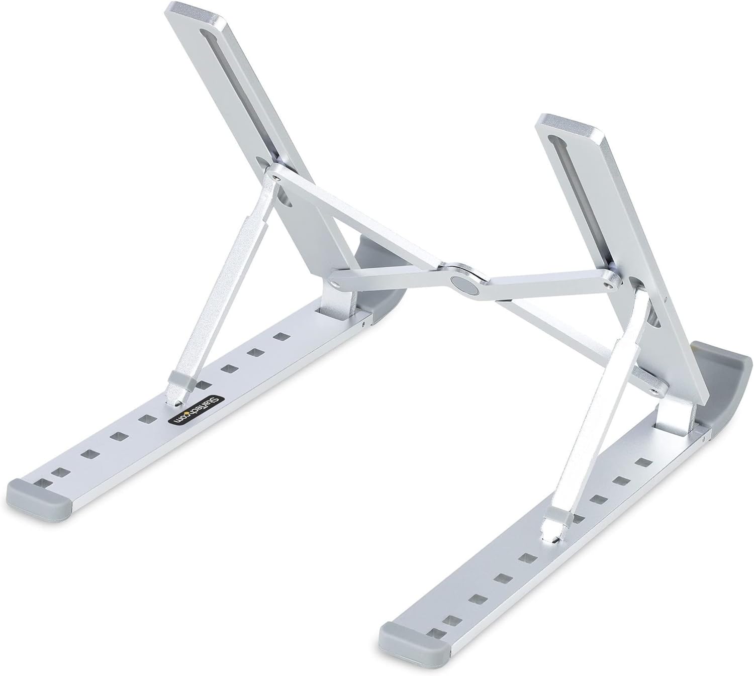 StarTech.com Foldable Laptop Riser Stand, Portable Height Adjustable Ergonomic Laptop Stand, Ventilated Aluminum Frame Supports 22lb (10Kg), Tilt/Raised/Angled Laptop/Tablet Stand (LAPTOP-RISER-BAR