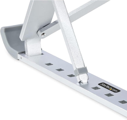 StarTech.com Foldable Laptop Riser Stand, Portable Height Adjustable Ergonomic Laptop Stand, Ventilated Aluminum Frame Supports 22lb (10Kg), Tilt/Raised/Angled Laptop/Tablet Stand (LAPTOP-RISER-BAR