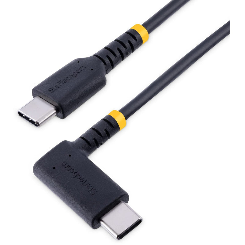 StarTech.com 1ft (30cm) USB C Charging Cable Right Angle - 60W PD 3A - Heavy Duty Fast Charge USB-C Cable - USB 2.0 Type-C - Rugged Aramid Fiber - USB Charging Cord (R2CCR-30C-USB-CABLE
