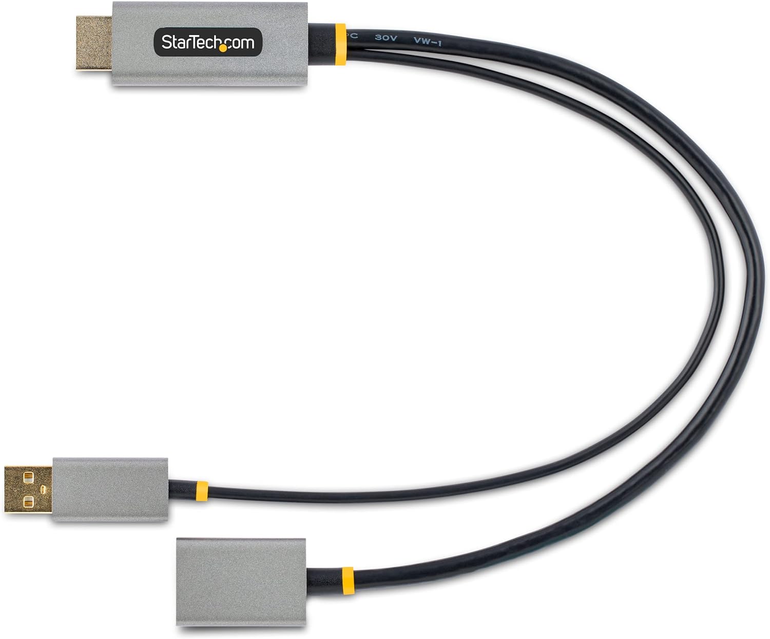 StarTech.com 1ft (30cm) HDMI to DisplayPort Adapter Cable, Active 4K 60Hz HDMI 2.0 to DP 1.2 Converter, HDR, USB Bus Powered, HDMI Source to DisplayPort Monitor for Laptops/PC (128-HDMI-DISPLAYPORT