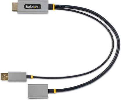 StarTech.com 1ft (30cm) HDMI to DisplayPort Adapter Cable, Active 4K 60Hz HDMI 2.0 to DP 1.2 Converter, HDR, USB Bus Powered, HDMI Source to DisplayPort Monitor for Laptops/PC (128-HDMI-DISPLAYPORT