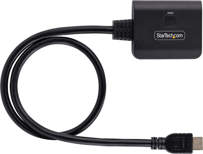 StarTech.com 2-Port HDMI Splitter, 4K 60Hz HDMI 2.0 Video, 4K HDMI Splitter 1 In 2 Out, 1x2 HDMI Display/Output Splitter, HDR/HDCP, 20in (50cm) Built-in HDMI Cable (HDMI-SPLITTER-4K60UP