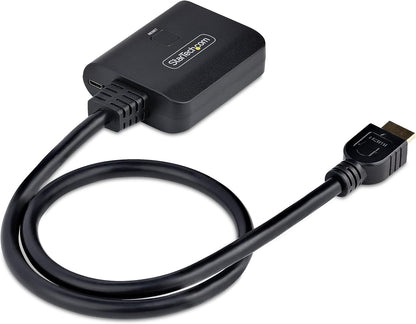 StarTech.com 2-Port HDMI Splitter, 4K 60Hz HDMI 2.0 Video, 4K HDMI Splitter 1 In 2 Out, 1x2 HDMI Display/Output Splitter, HDR/HDCP, 20in (50cm) Built-in HDMI Cable (HDMI-SPLITTER-4K60UP