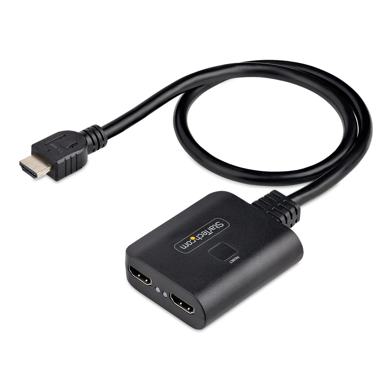 StarTech.com 2-Port HDMI Splitter, 4K 60Hz HDMI 2.0 Video, 4K HDMI Splitter 1 In 2 Out, 1x2 HDMI Display/Output Splitter, HDR/HDCP, 20in (50cm) Built-in HDMI Cable (HDMI-SPLITTER-4K60UP