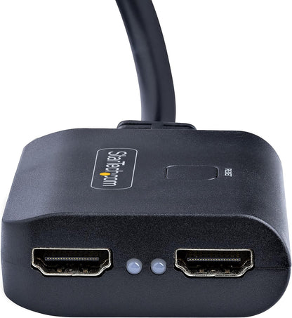 StarTech.com 2-Port HDMI Splitter, 4K 60Hz HDMI 2.0 Video, 4K HDMI Splitter 1 In 2 Out, 1x2 HDMI Display/Output Splitter, HDR/HDCP, 20in (50cm) Built-in HDMI Cable (HDMI-SPLITTER-4K60UP