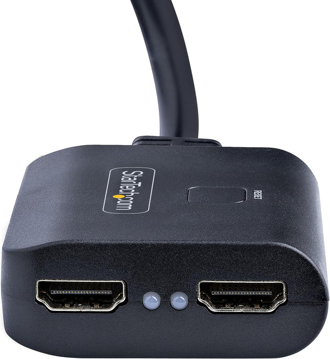 StarTech.com 2-Port HDMI Splitter, 4K 60Hz HDMI 2.0 Video, 4K HDMI Splitter 1 In 2 Out, 1x2 HDMI Display/Output Splitter, HDR/HDCP, 20in (50cm) Built-in HDMI Cable (HDMI-SPLITTER-4K60UP