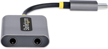 StarTech.com USB-C Headphone Splitter, USB Type C Dual Headset Adapter w/Mic Input, USB C to 3.5mm Audio Adapter/Earphone Dongle, USB C to Audio Jack/Aux Output, 24-bit DAC (USBC-AUDIO-SPLITTER