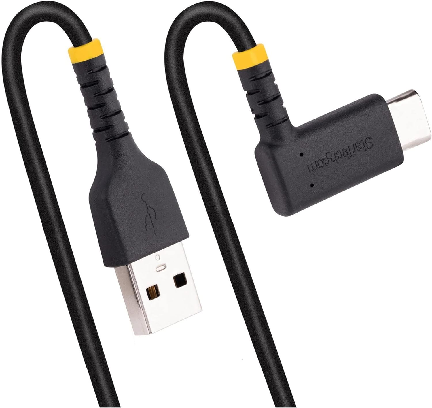 StarTech.com 6in (15cm) USB A to C Charging Cable Right Angle - Heavy Duty Fast Charge USB-C Cable - USB 2.0 A to Type-C - Rugged Aramid Fiber - 3A - Short USB Charging Cord (R2ACR-15C-USB-CABLE