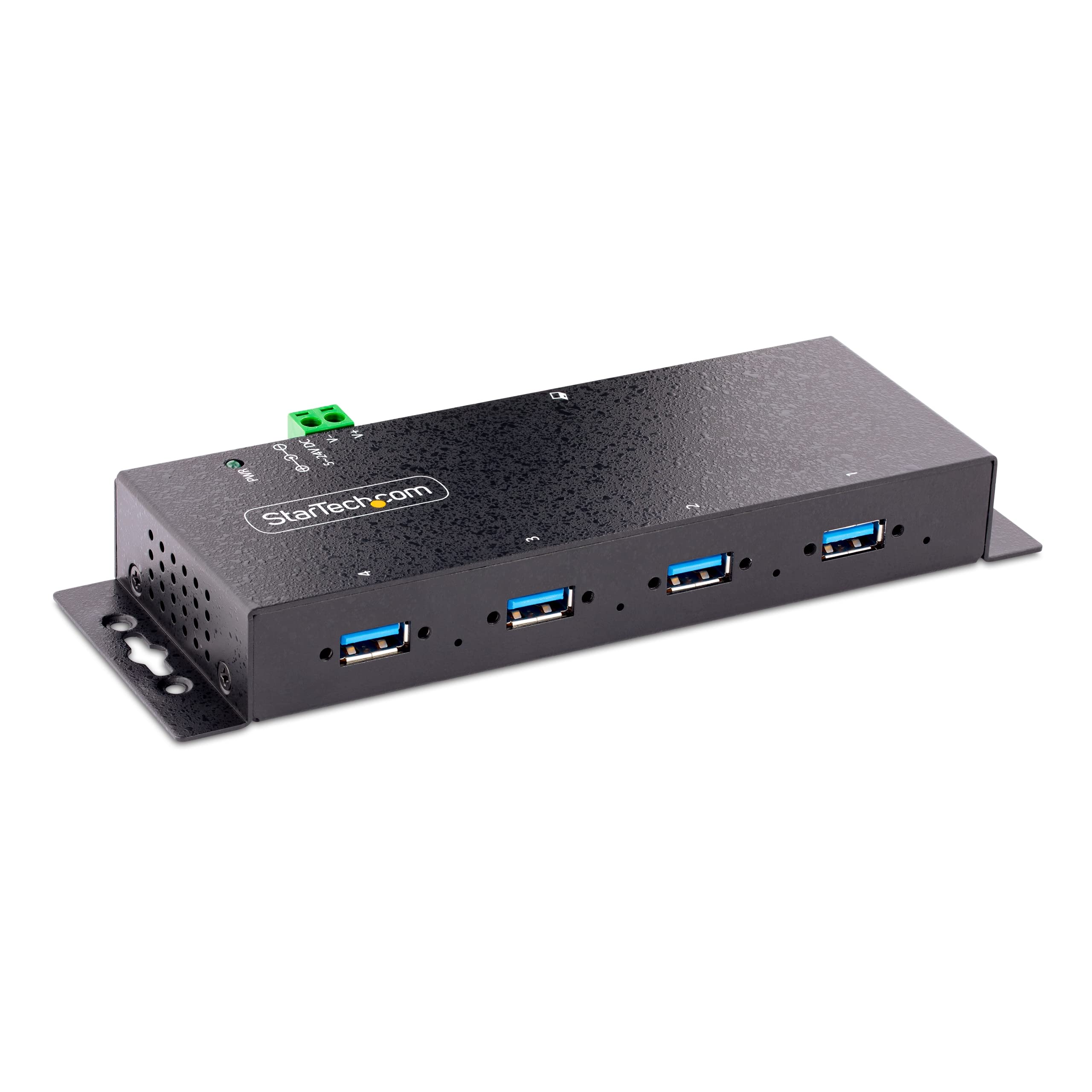 StarTech.com 4-Port Industrial USB 3.0 5Gbps Hub - Rugged USB Hub w/ESD and Surge Protection - DIN/Wall/Desk Mountable USB-A Hub - USB Expander w/Locking Ports, Heavy Duty (5G4AINDNP-USB-A-HUB
